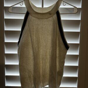 Whistles Size Extra Large (XL) Women's Beige Knit Sleeveless Crop Tank Top with